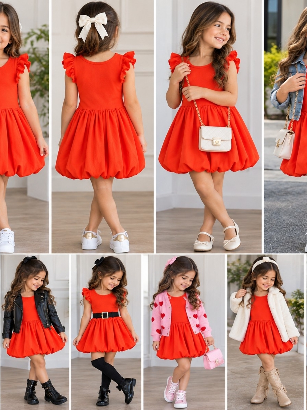 Epic Threads Red Ruffle-Sleeve Bubble Hem Dress for Girls